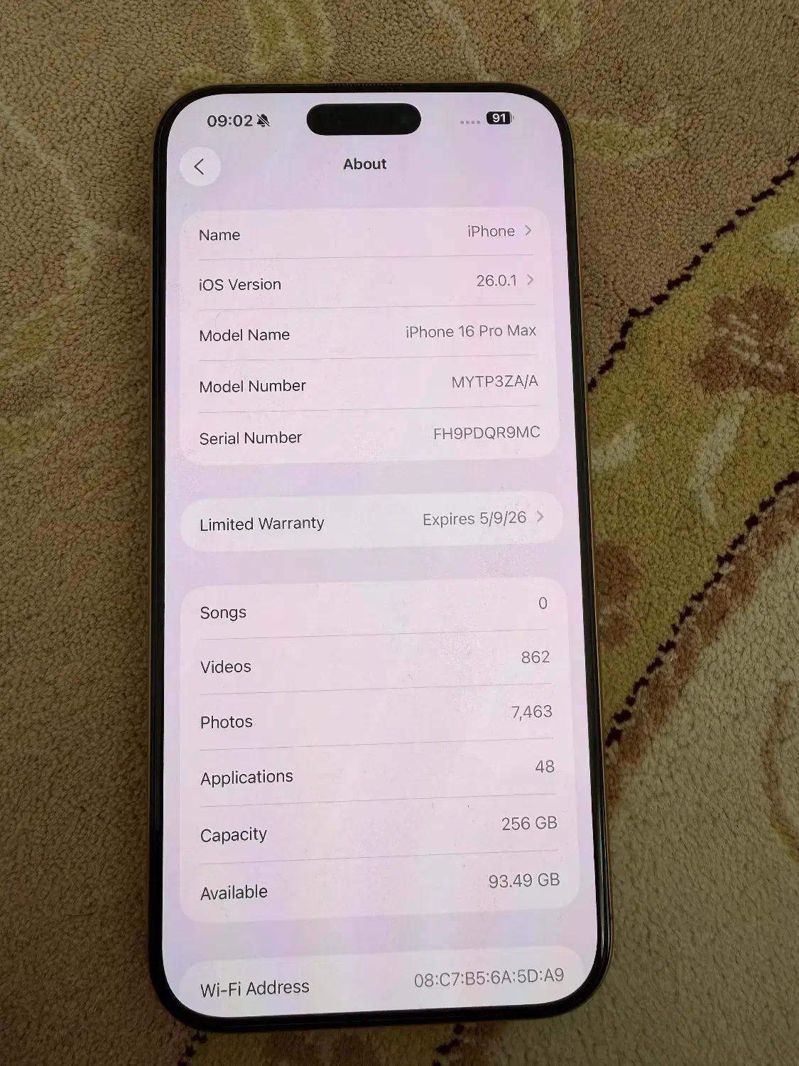ایفون ۱۶ پرومکس ۲۵۶ گیگ در حد صفر با ریجستر|موبایل|سنندج, |دیوار