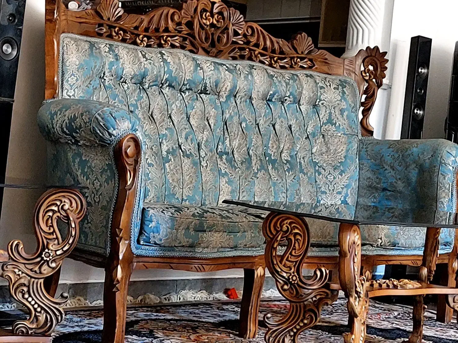 مبل سلطنتی 7 نفره چوب گردو|مبلمان خانگی و میز عسلی|زرقان, |دیوار