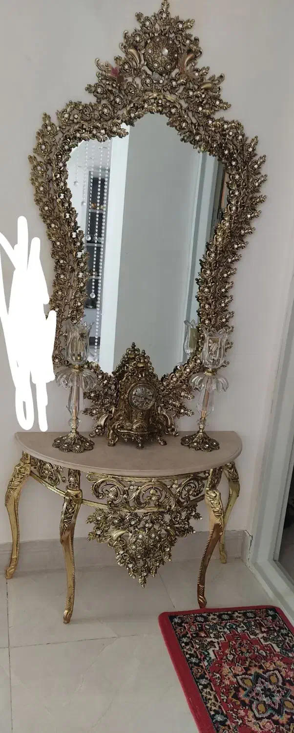 آینه شمعدان طرح برنز|آینه|ورزقان, |دیوار