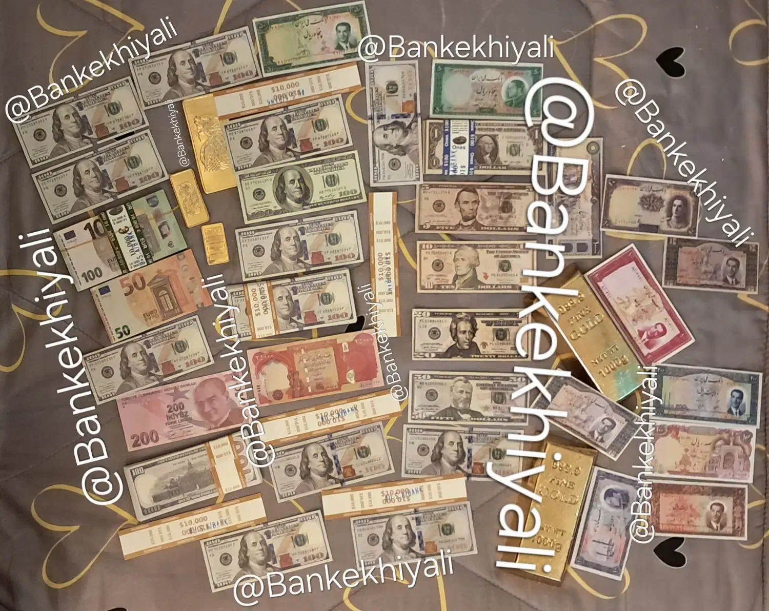 دلار یور‌و لیر شمش مشابه اصل سینمایی اسکناس شادباش|کلکسیون سکه، تمبر، اسکناس|تهران, جابری|دیوار