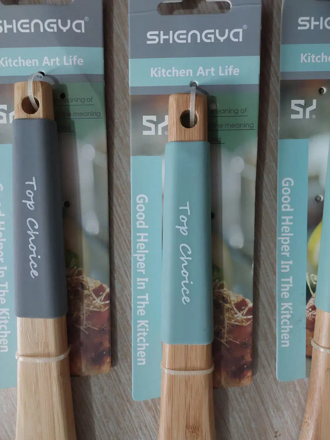 ست کف گیر قاشق چوبی جنس بامبو برند شنگیا|ظروف پخت‌وپز|صفادشت, |دیوار