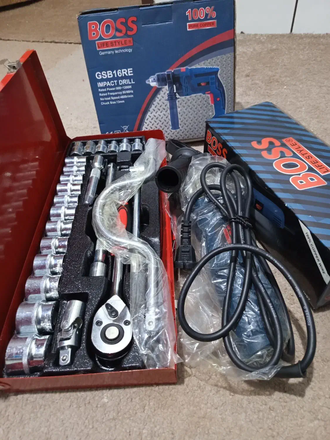 سنگ فرز و دریل و جعبه بکس اچار اصلی|ابزارآلات|فسا, |دیوار