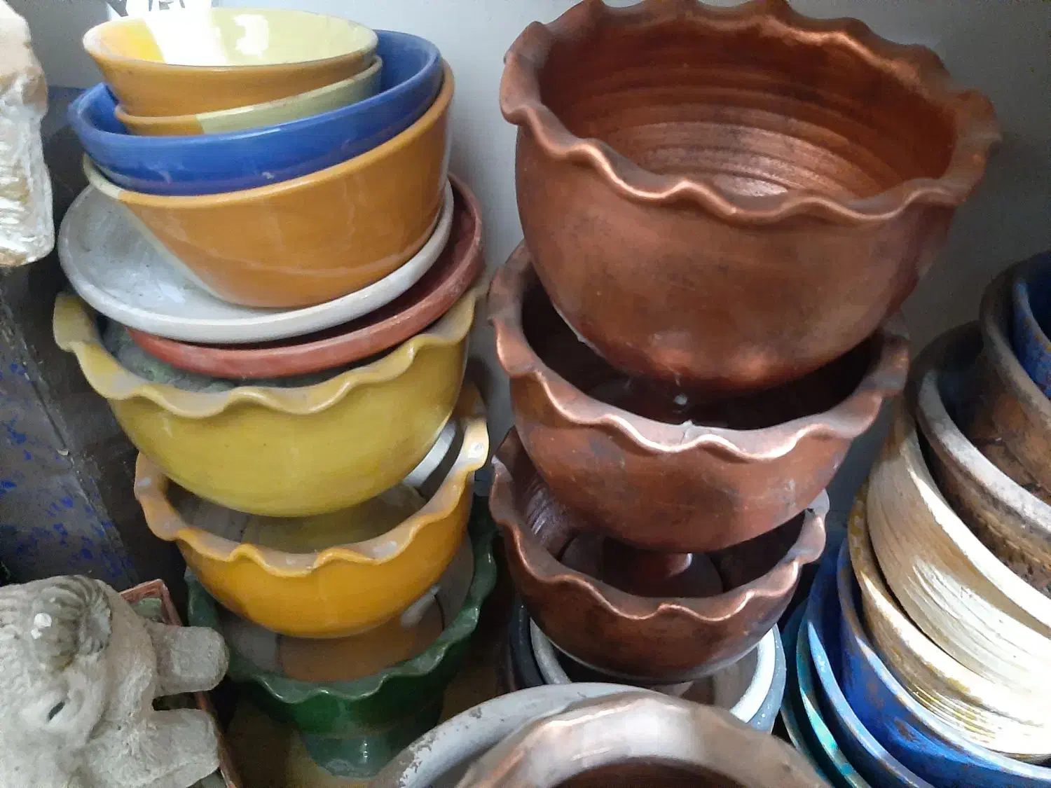 انواع گلدانهای دیوار کوب وباکس وگلدان سفالی|گل و گیاه طبیعی|مینودشت, |دیوار