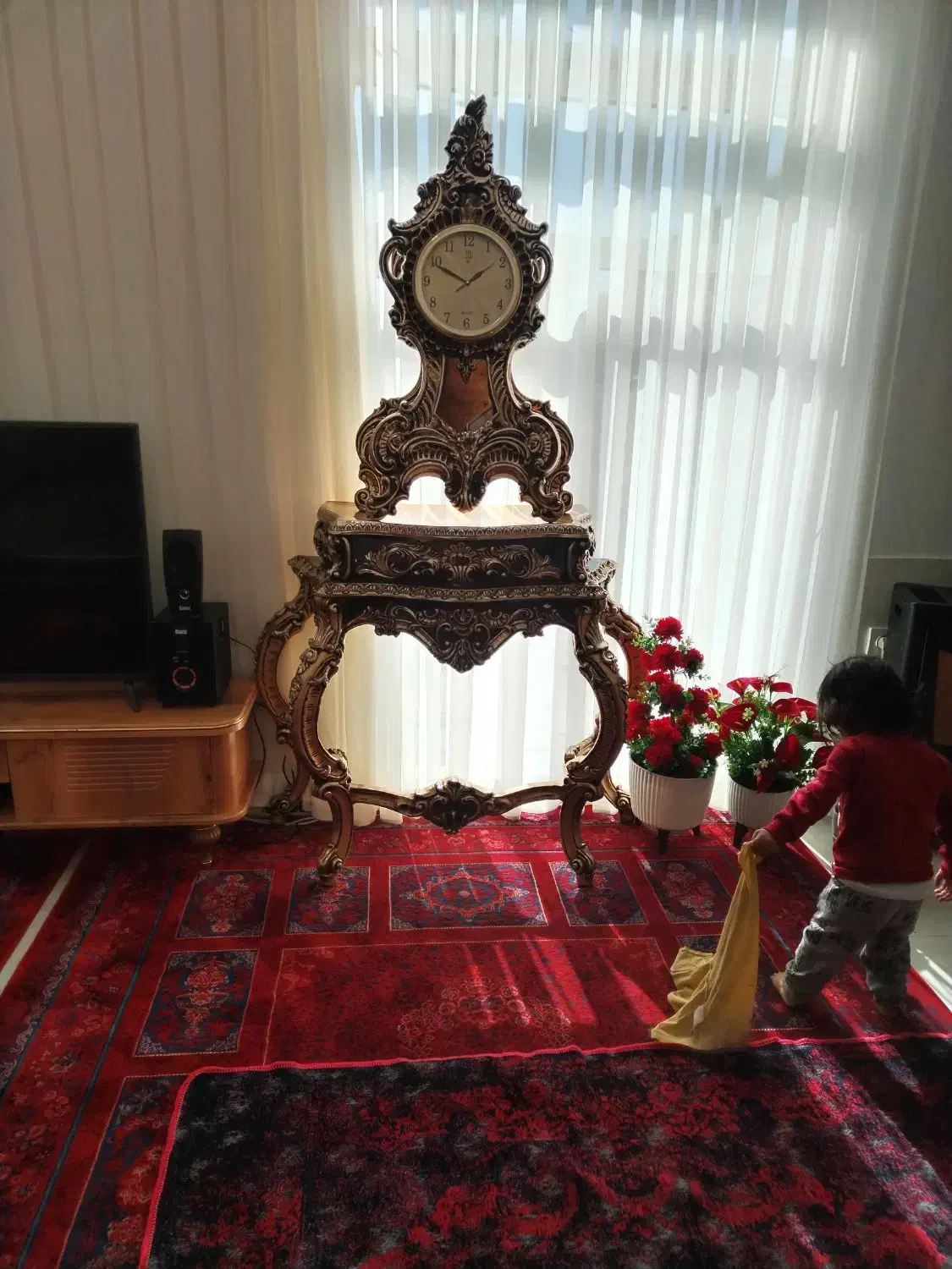 این کنسول ساعت بدون ایراد|بوفه، ویترین، کنسول|اشنویه, |دیوار