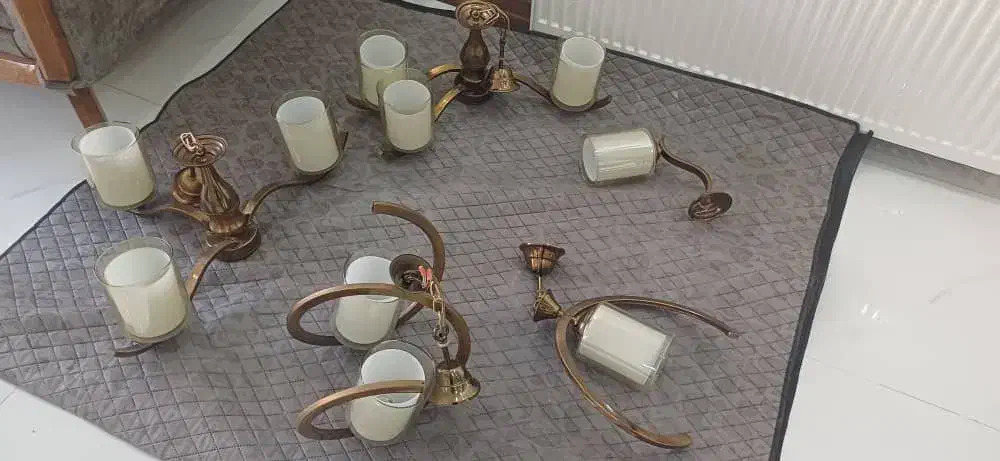 ست کامل لوستر برنز ۵تیکه|لوستر و چراغ آویز|ساوه, |دیوار