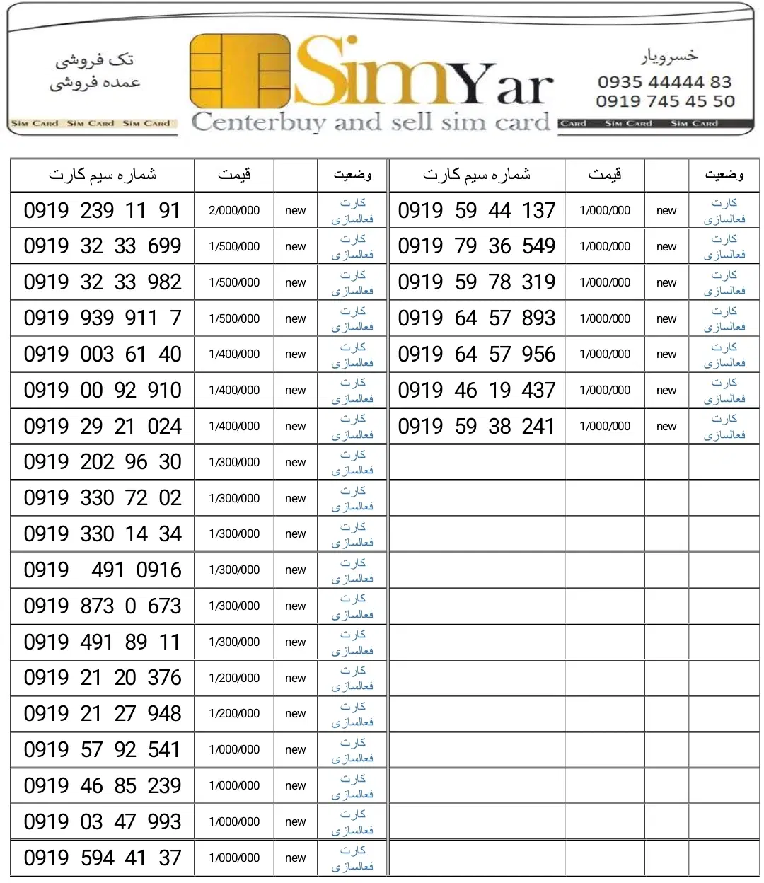 0919-330-14-34|سیم‌کارت|تهران, صادقیه|دیوار