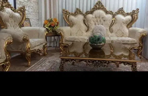 مبل سلطنتی  ۹ نفر با میز وعسلی|مبلمان خانگی و میز عسلی|بروجرد, |دیوار