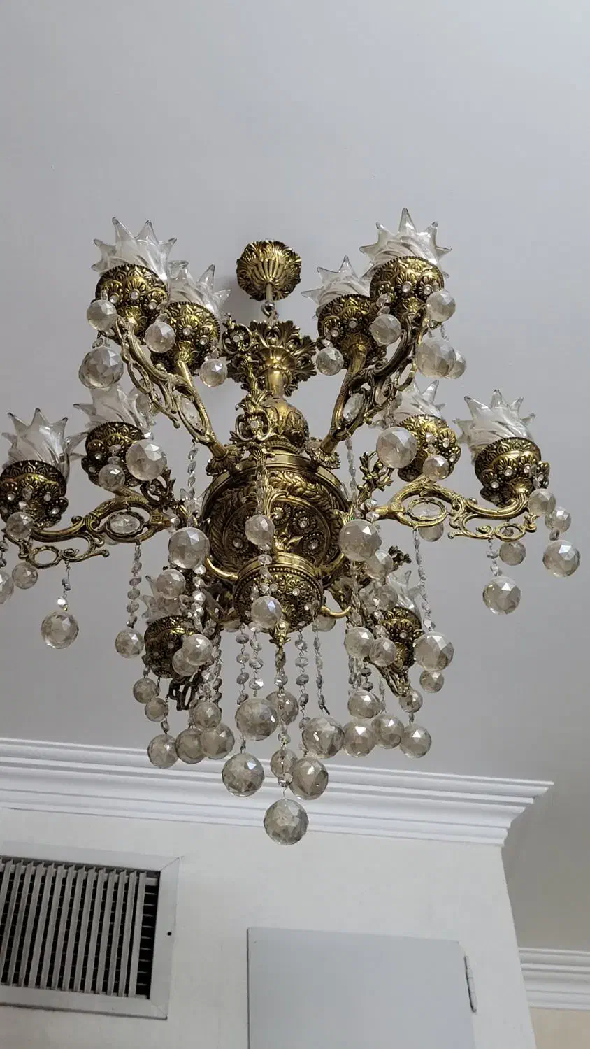 لوستر برنجی فوق سنگین۶ شاخه ۱۲ شعله طوقه شاه عباسی|لوستر و چراغ آویز|ری, تقی آباد|دیوار