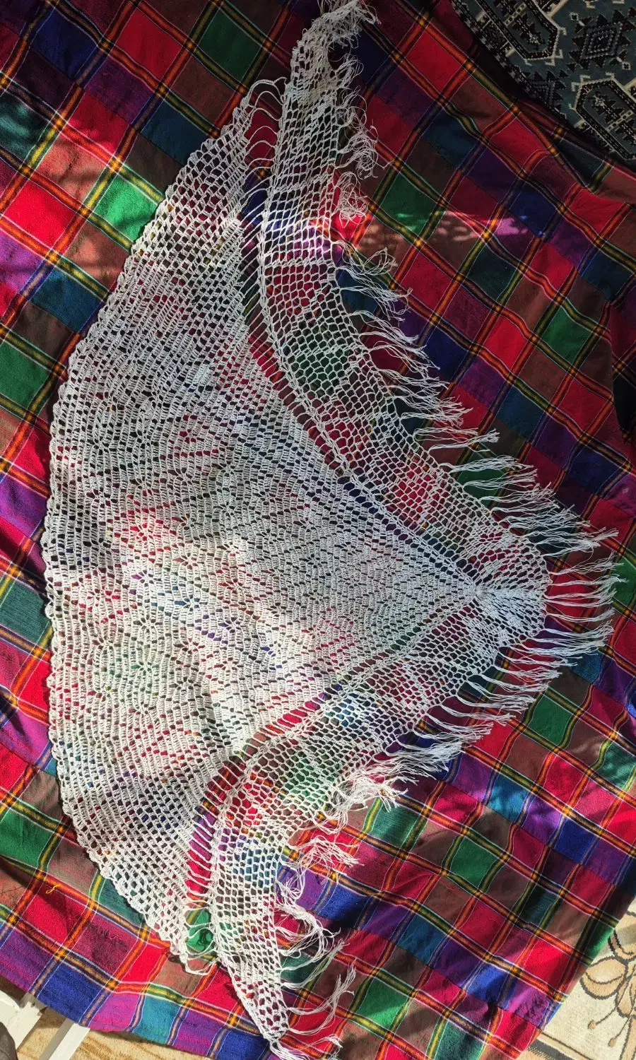 روسری قلاب بافی روسری قاسم آبادی ابریشمی|لباس|کومله, |دیوار