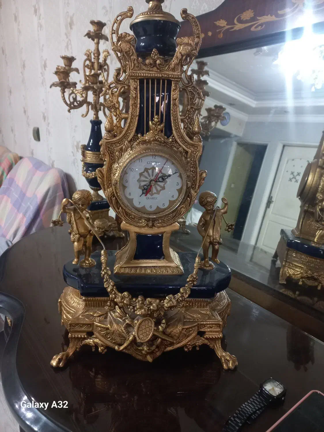 میز کنسول و آینه به همراه ساعت و دو شمعدان|بوفه، ویترین، کنسول|کرج, گلشهر|دیوار