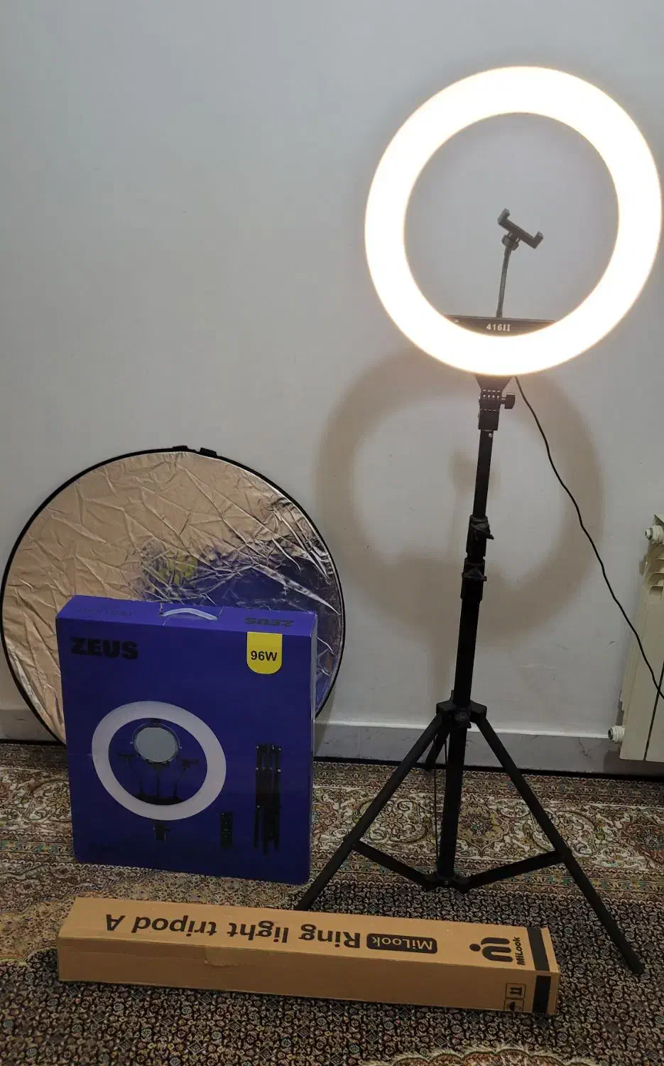 رینگ لایت و رفلاکتور همراه پایه|دوربین عکاسی و فیلمبرداری|سهند, |دیوار