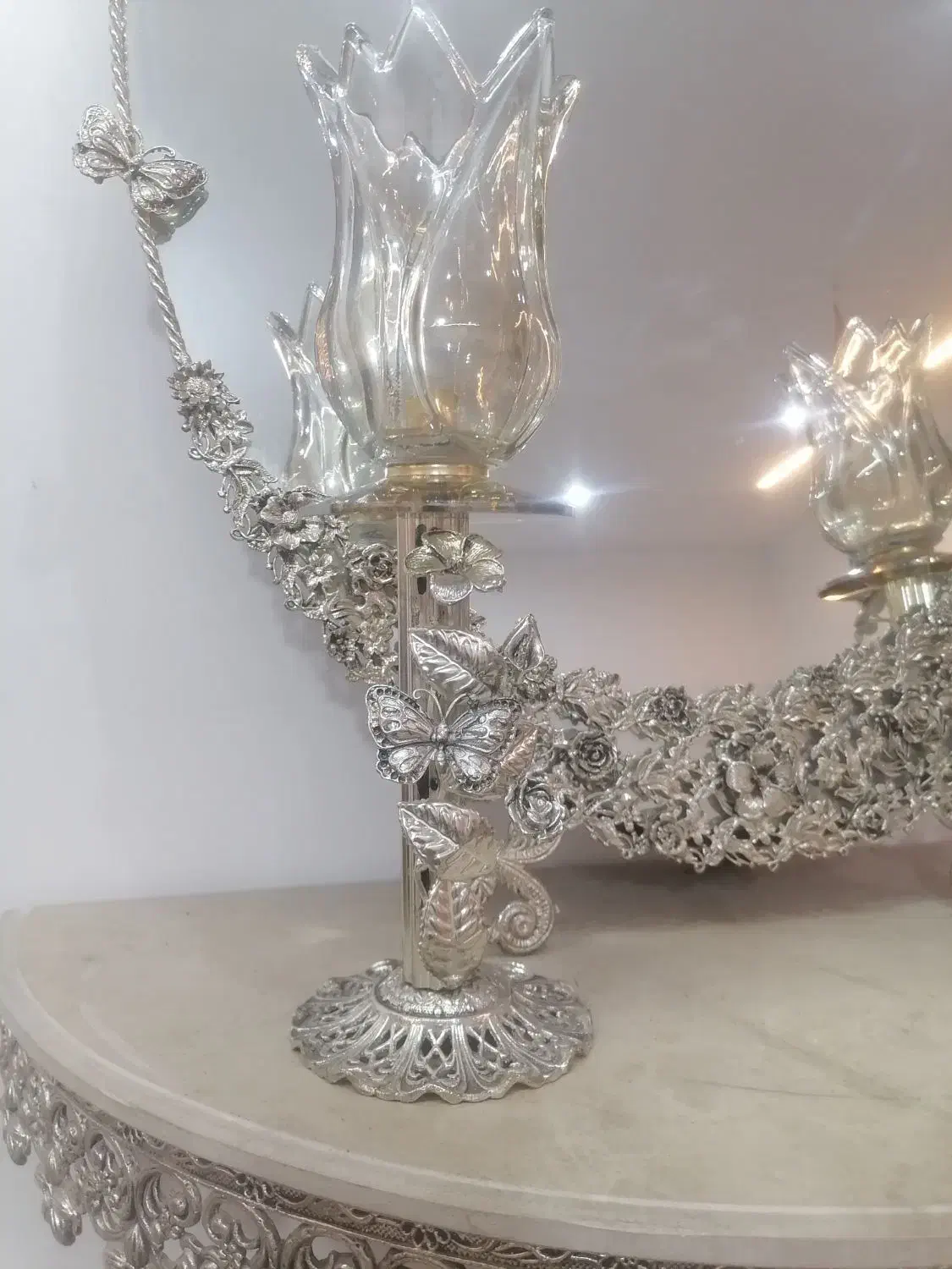 آیینه و شمعدان سیلور|صنایع دستی و سایر لوازم تزئینی|ری, سیزده آبان|دیوار