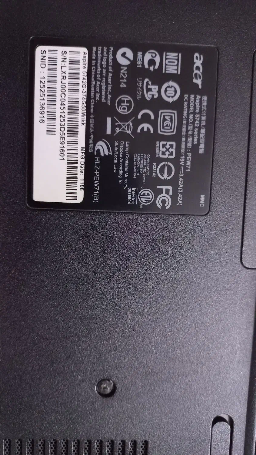 لپ تاپ acer مدل 5742|رایانه همراه|بروجرد, |دیوار