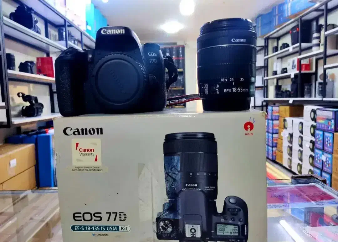 دوربین کنون ۷۷ دی با لنز ۱۸.۵۵ stm|دوربین عکاسی و فیلم‌برداری|قم, دورشهر|دیوار