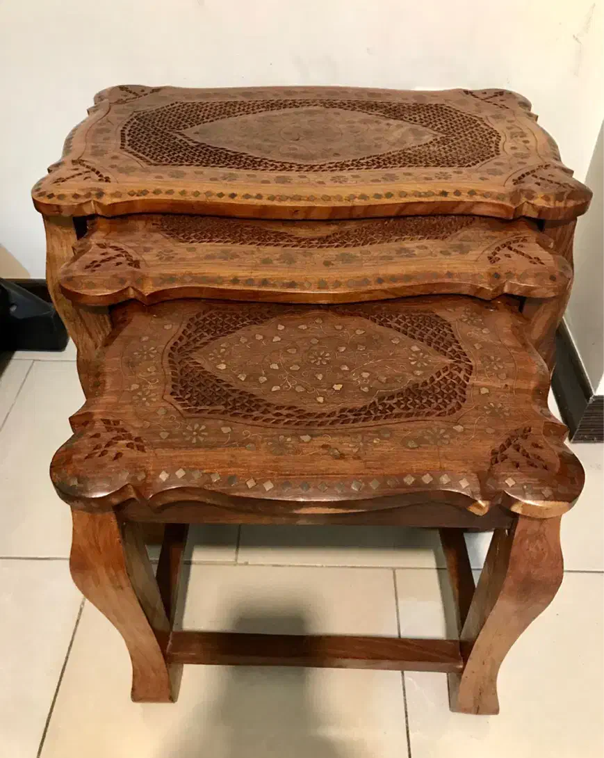 ست ۳ عددی میز عسلی منبت کاری|مبلمان خانگی و میز عسلی|ساری, |دیوار