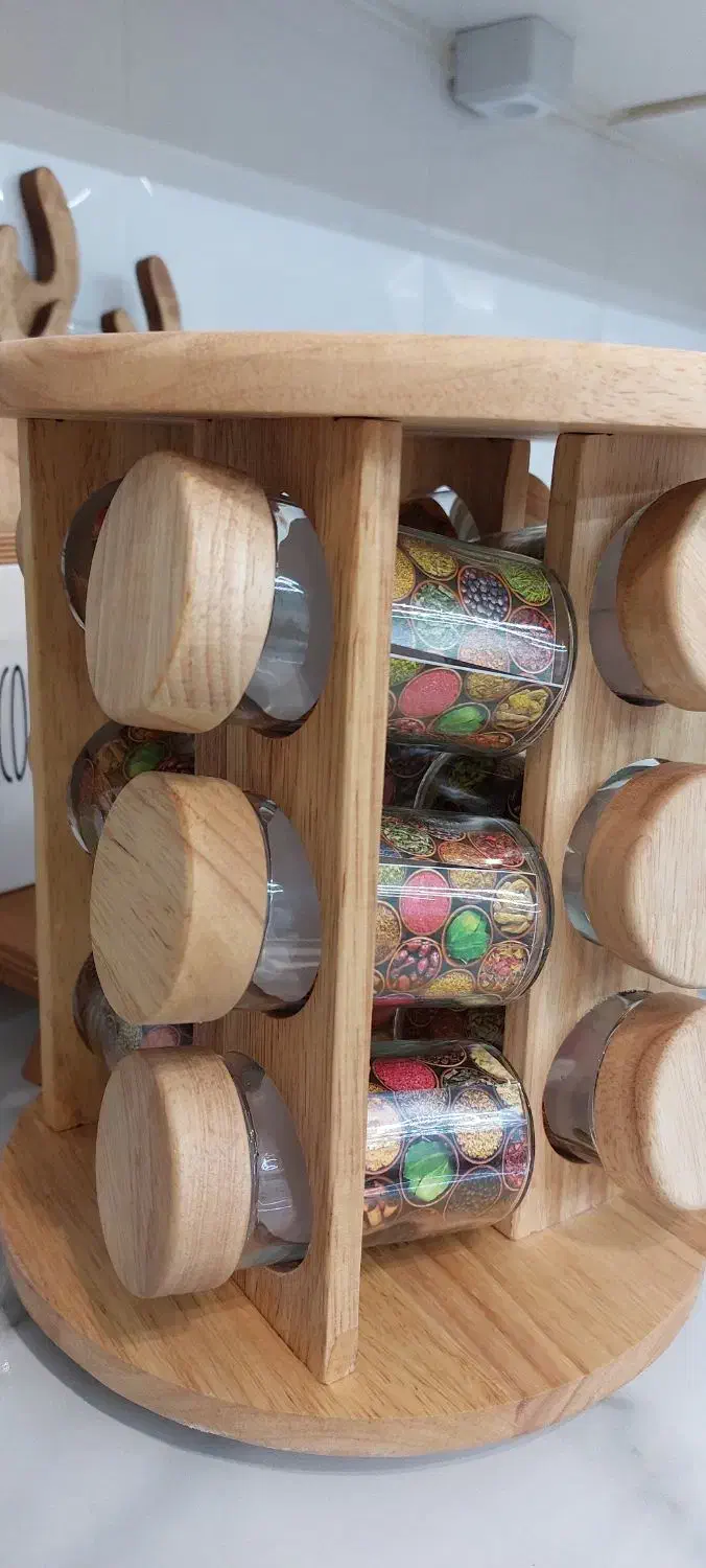 جاادویه چوبی گردان 12تایی نو|ظروف نگهدارنده، پلاستیکی، یک‌بارمصرف|فردیس, نگارستان|دیوار