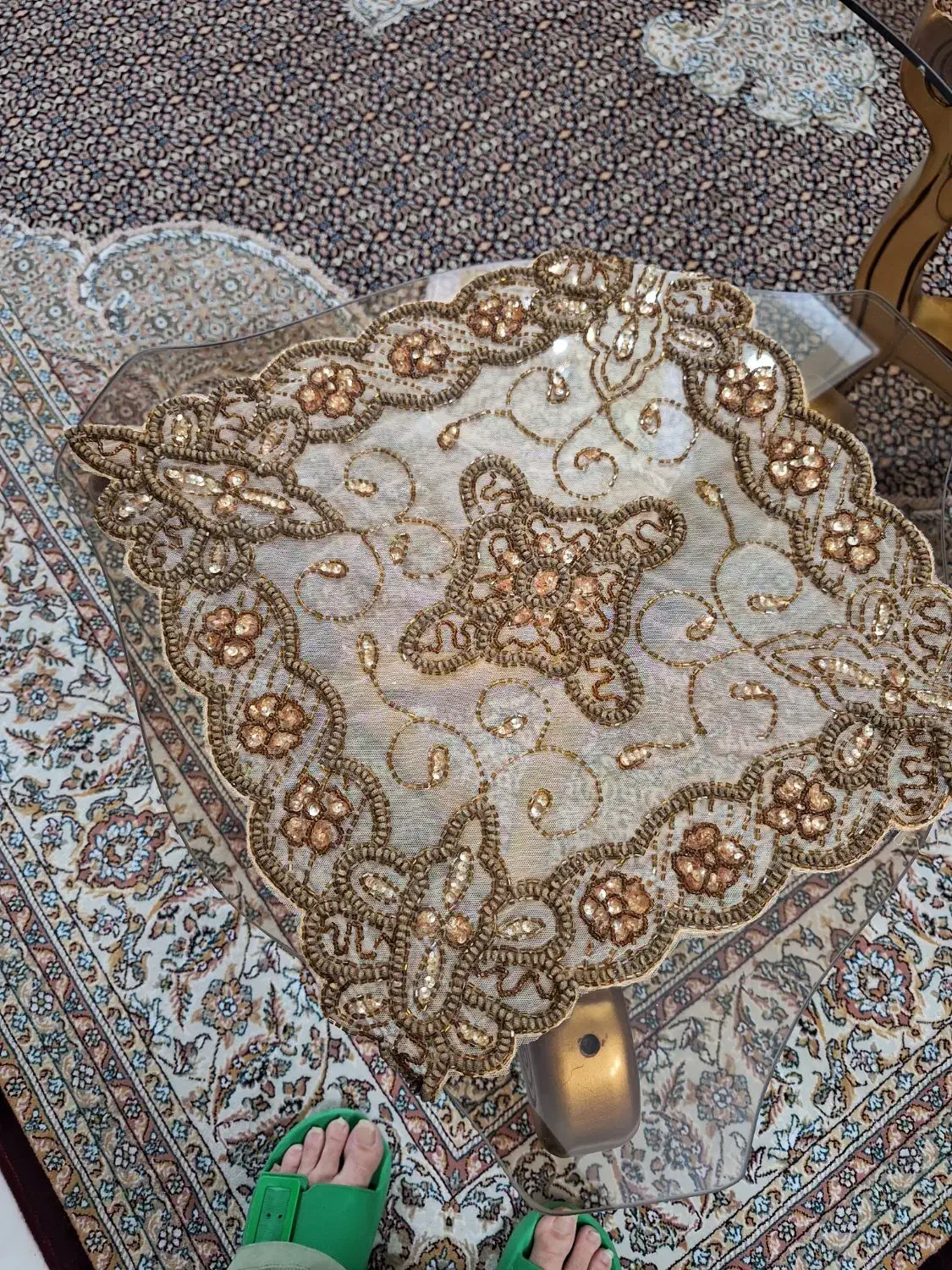 رو میزی سنتی کار دست سه تکه بسیار شک در حد نو|پرده، رانر، رومیزی|شیراز, زرهی|دیوار