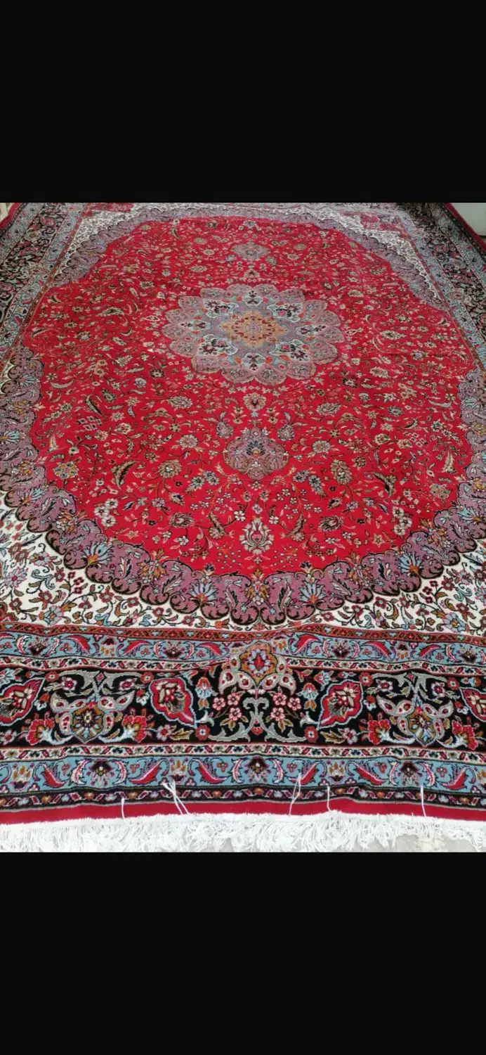 فرش ۱۲ متری ۲ عدد گل قرمز و کرم|فرش|خمین, |دیوار