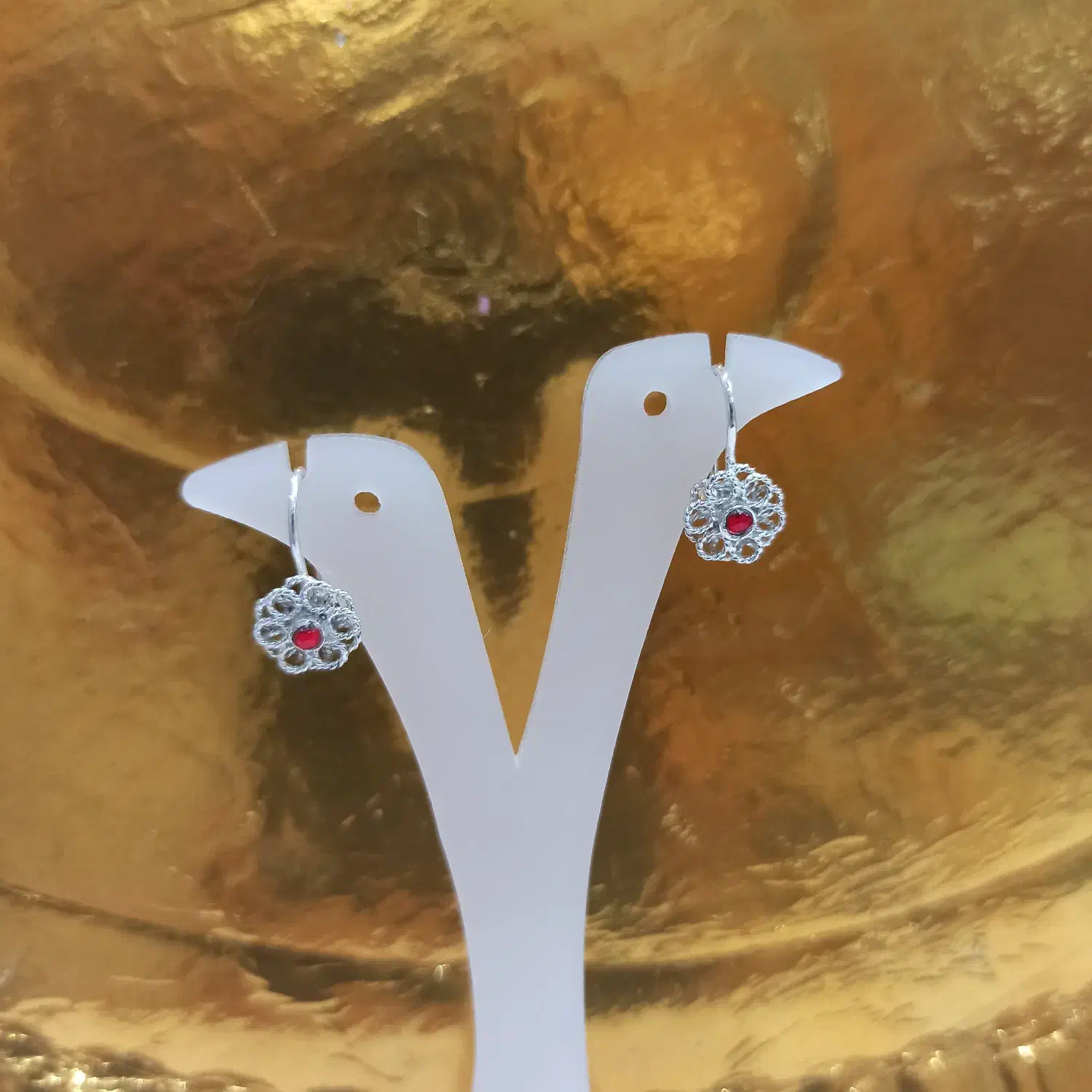 گوشواره نقره ملیله کاری اصفهان کد ۶۰۵ نگین قرمز|جواهرات|اصفهان, مولوی|دیوار