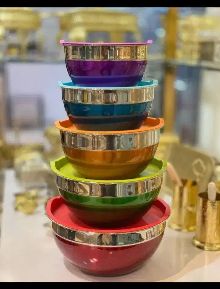 ست لگن درب دار استیل۵پارچه|ظروف نگهدارنده، پلاستیکی، یک‌بارمصرف|تبریز, |دیوار