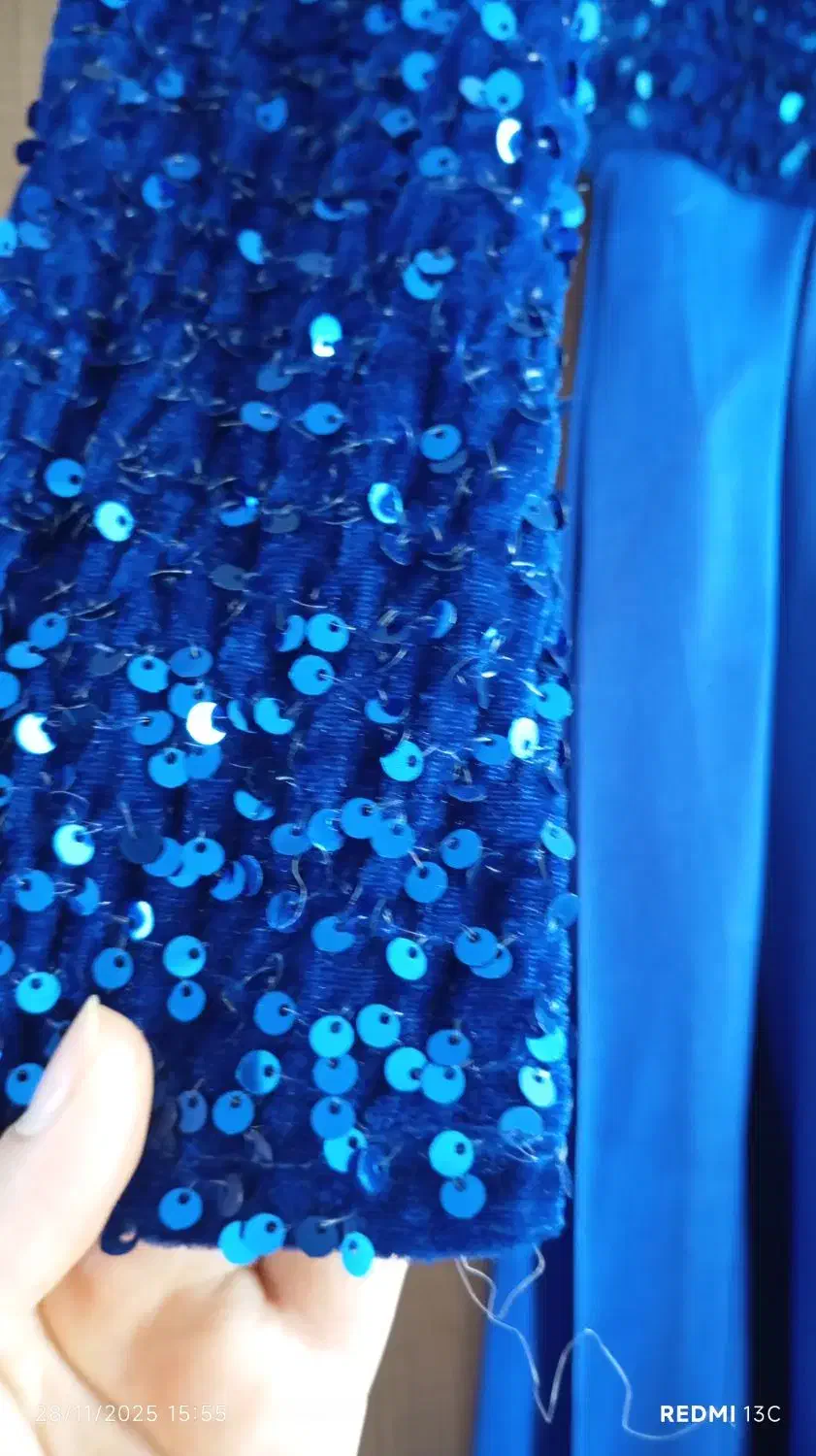 پیراهن بلند مجلسی مخمل پولکی در حد نو|لباس|نهاوند, |دیوار