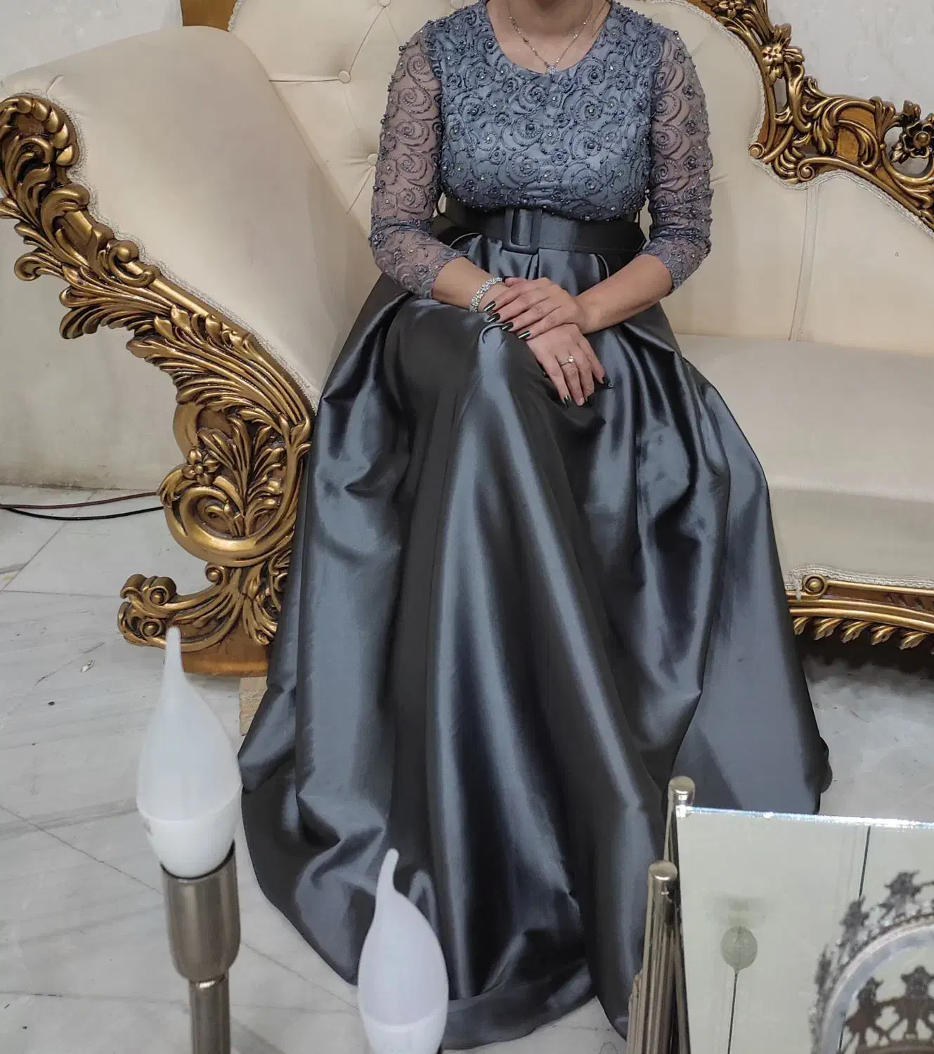 پیراهن مجلسی طوسی ساتن سایز38|لباس|لاهیجان, شهید آوینی|دیوار