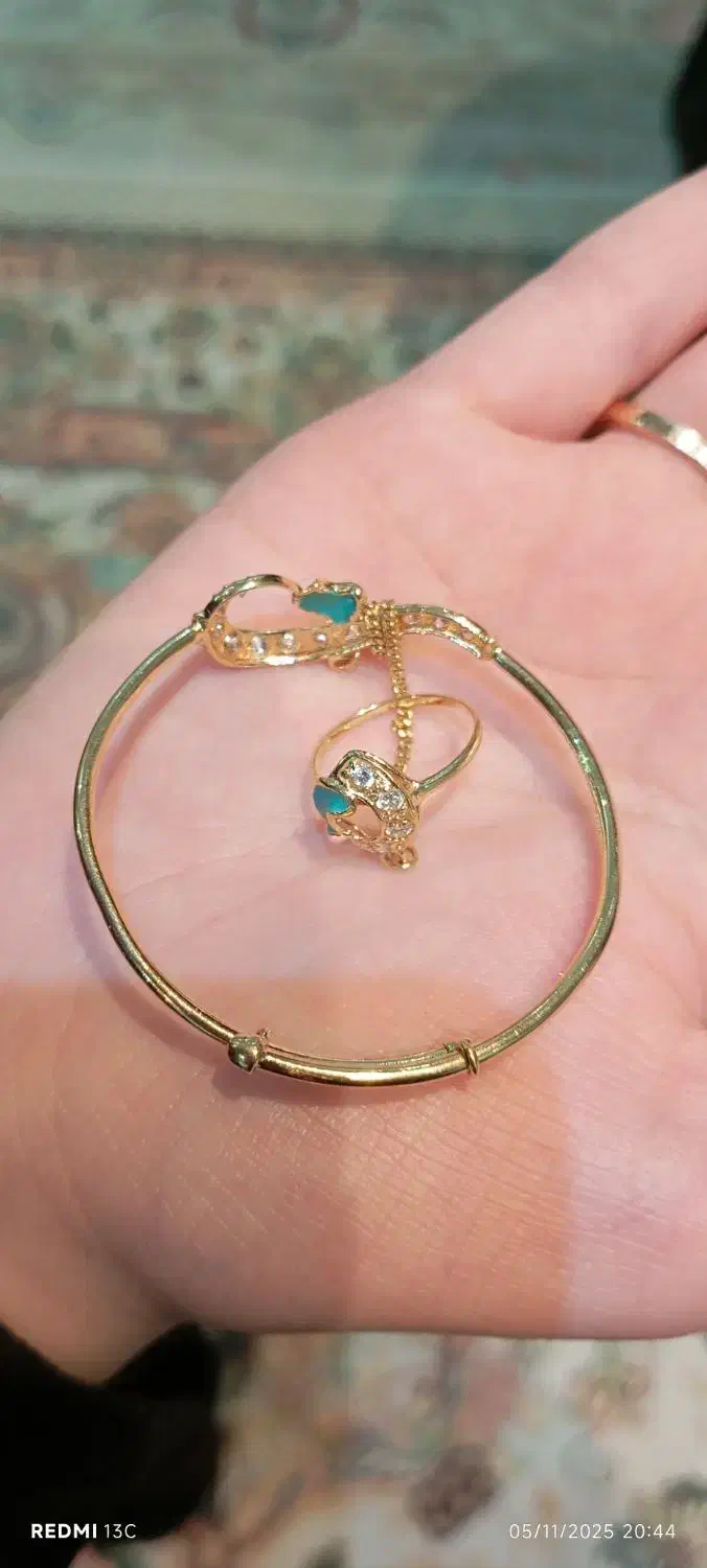 ست دستبند و انگشتر طلای ۱۸ عیار|جواهرات|رشت, فلسطین|دیوار