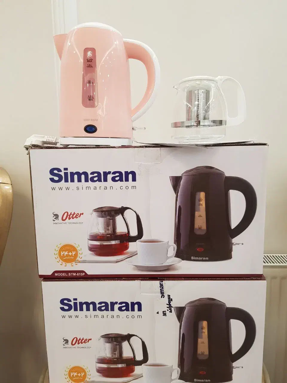 چایساز شیشهای صورتی با قابلیت گرم نگهداری|سماور، چایساز، قهوهساز|تهران, ائمه اطهار|دیوار