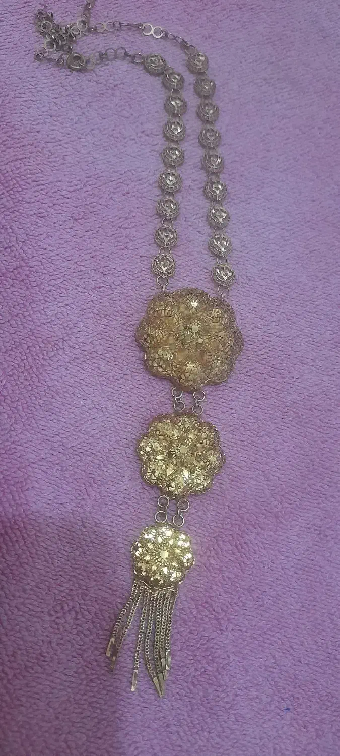 گردنبند نقره آبکاری شده با اب طلا و طرح طلا نو|جواهرات|شیراز, لاله|دیوار