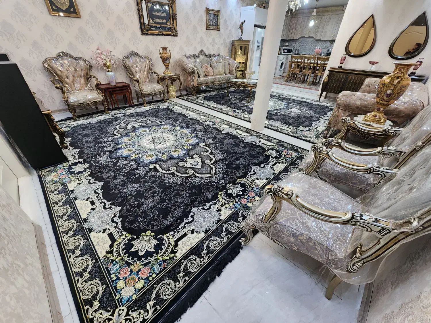 فرش۱۲متری گلدیس سرمه ای تبریزتمام نخ۱۰۰٪اکرلیک نو|فرش|تهران, یافت آباد شمالی|دیوار