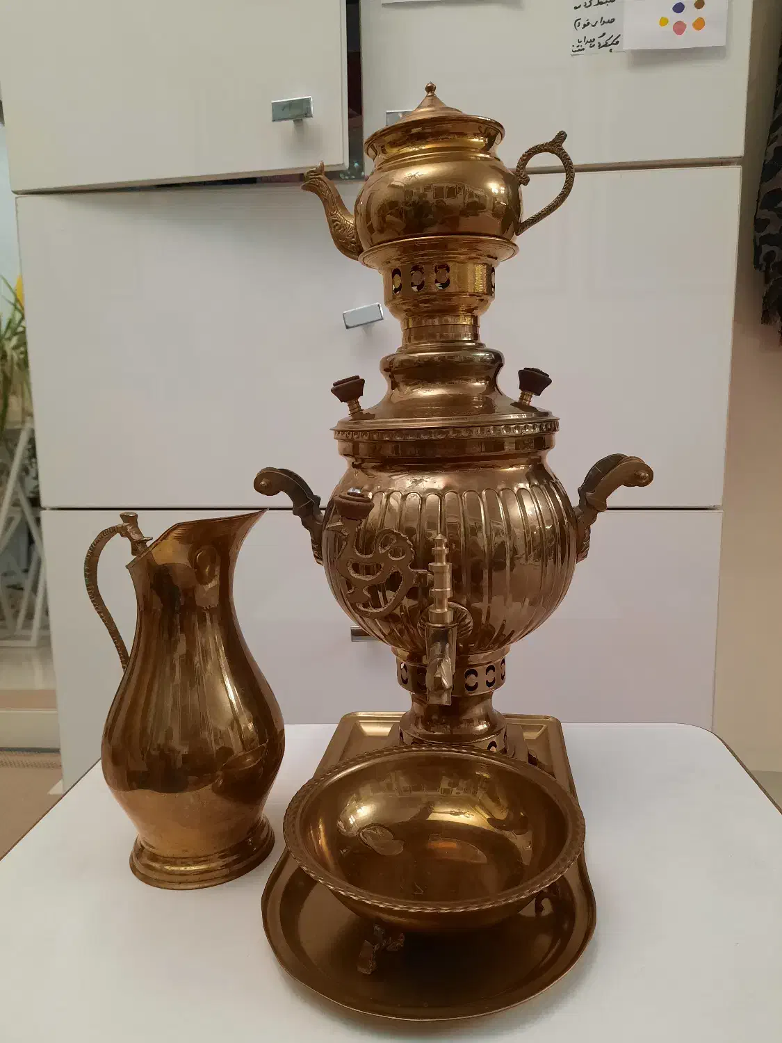 سماور برنجی آنتیک 3لیتری|کلکسیون اشیاء عتیقه|تهران, جنت‌آباد مرکزی|دیوار