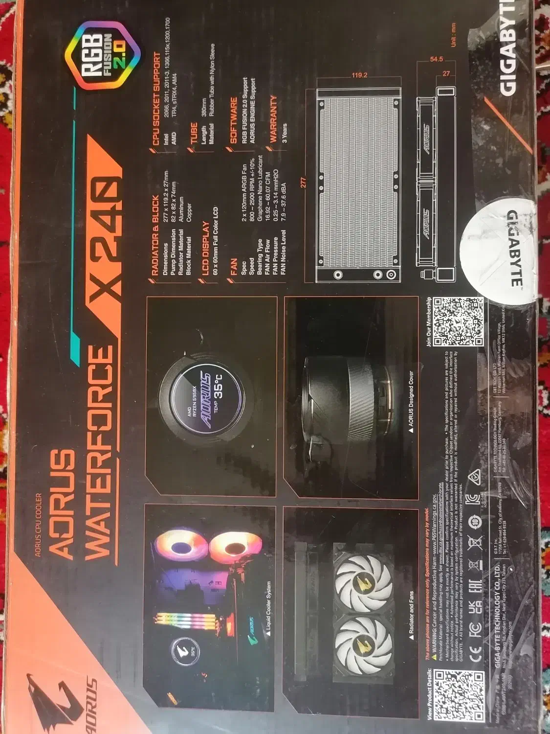 خنک کننده مایع Aorus x240 گیگابایت|قطعات و لوازم جانبی رایانه|کاشان, کارگر|دیوار