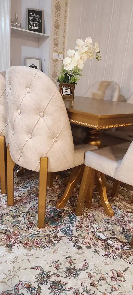 میزناهارخوری ۶ نفره طلایی طرح چستر (با تخفیف ویژه)|میز و صندلی غذاخوری|بستان آباد, |دیوار
