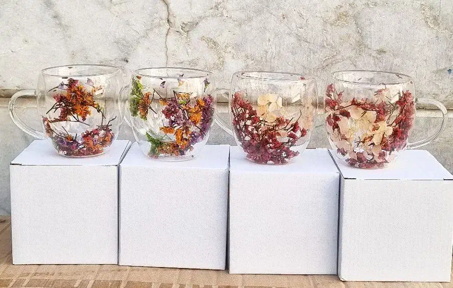 لیوان دوجداره گلدار وارداتی|ظروف سرو و پذیرایی|مشهد, رضاییه|دیوار