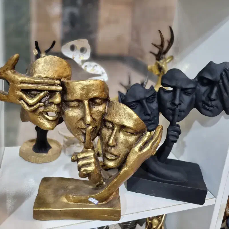 مجسمه سه‌ چهره انسانی(کر، کور، لال) کد ۹ در سه رنگ|مجسمه، تندیس، ماکت|گرگان, |دیوار