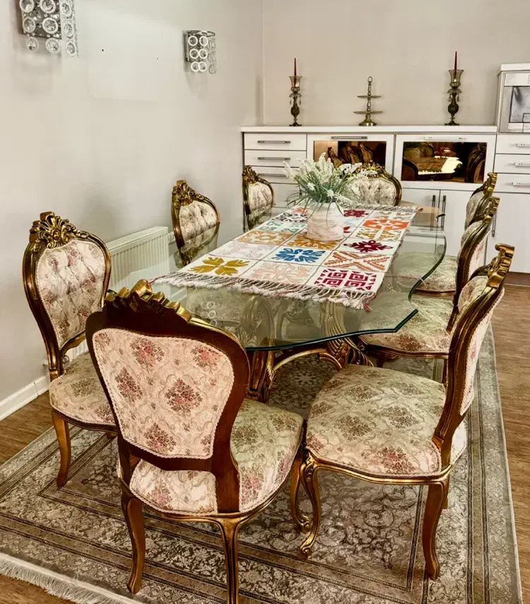 مبل سلطنتی به همراه  میز نهار خوری ۱۰ نفره|مبلمان خانگی و میز عسلی|گنبد کاووس, |دیوار