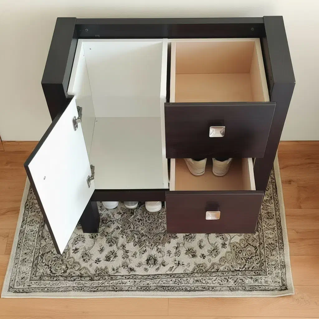 جاکفشی چوبی شیک/ رنگ قهوه ای سوخته|جاکفشی، کمد، دراور|کرج, فاز ۴ مهرشهر|دیوار