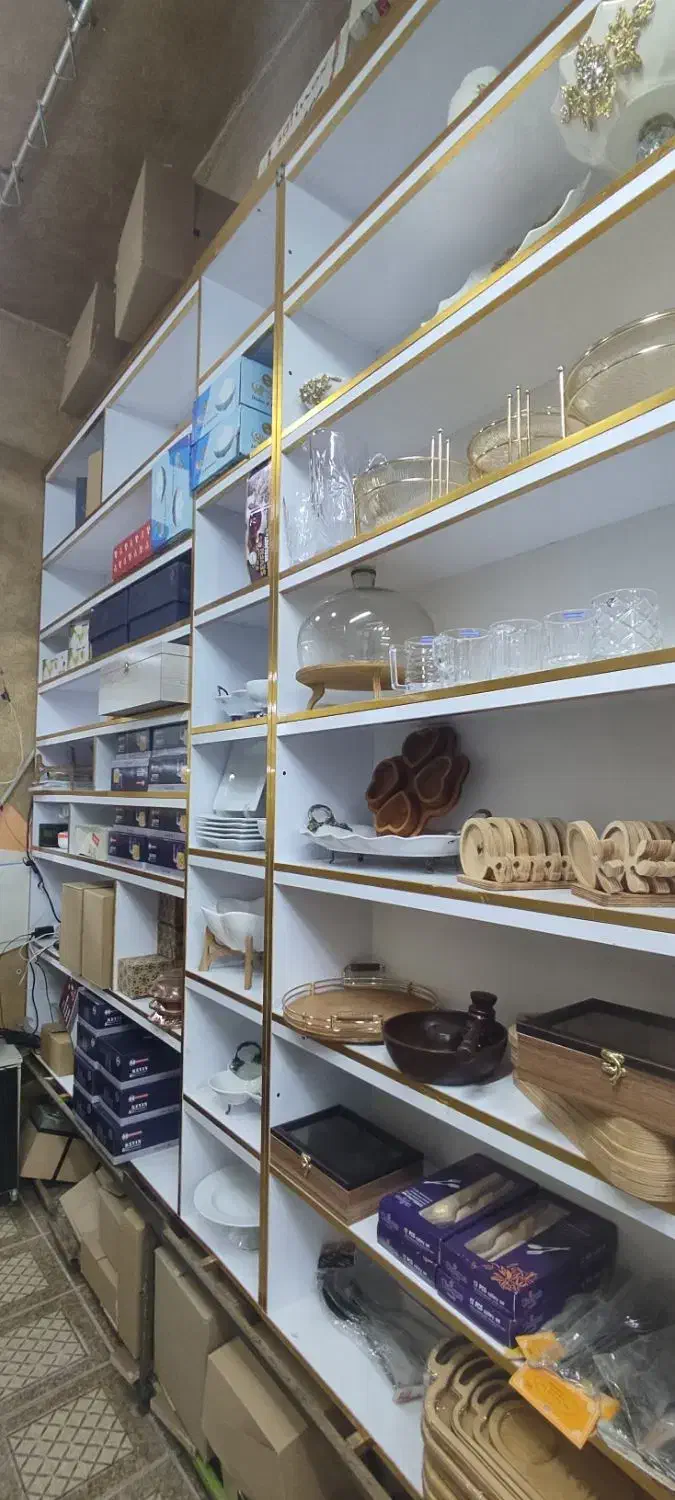 دکور قفسه چوب سفید طلایی|کتابخانه، شلف، قفسه‌های دیواری|دهدشت, |دیوار