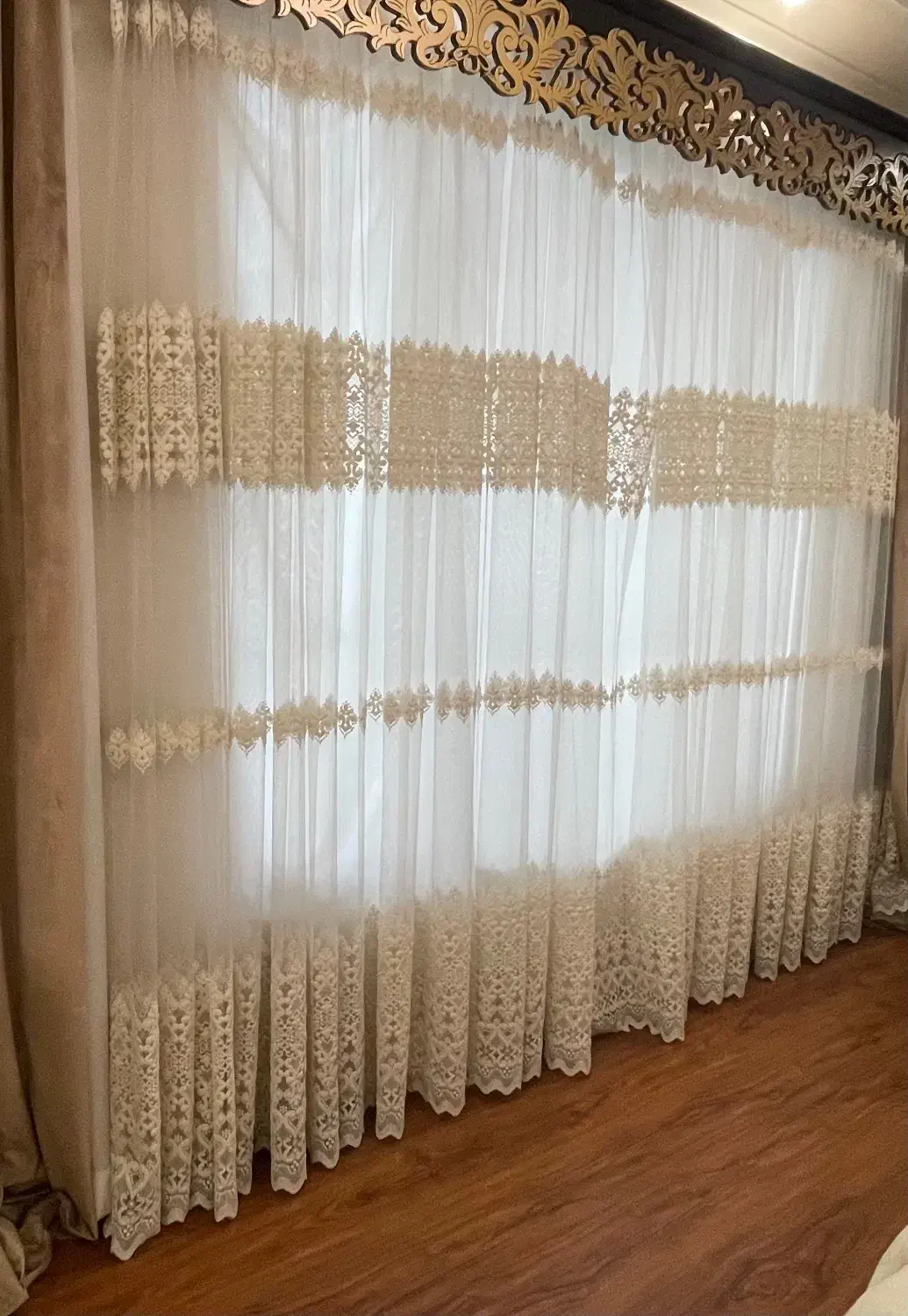 دو عدد پرده دانتل|پرده، رانر، رومیزی|آستانه اشرفیه, |دیوار