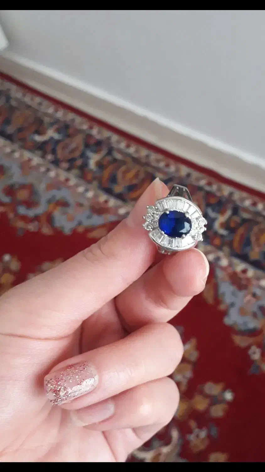 انگشتر استیل نگین آبی|بدلیجات|رشت, امین الضرب|دیوار