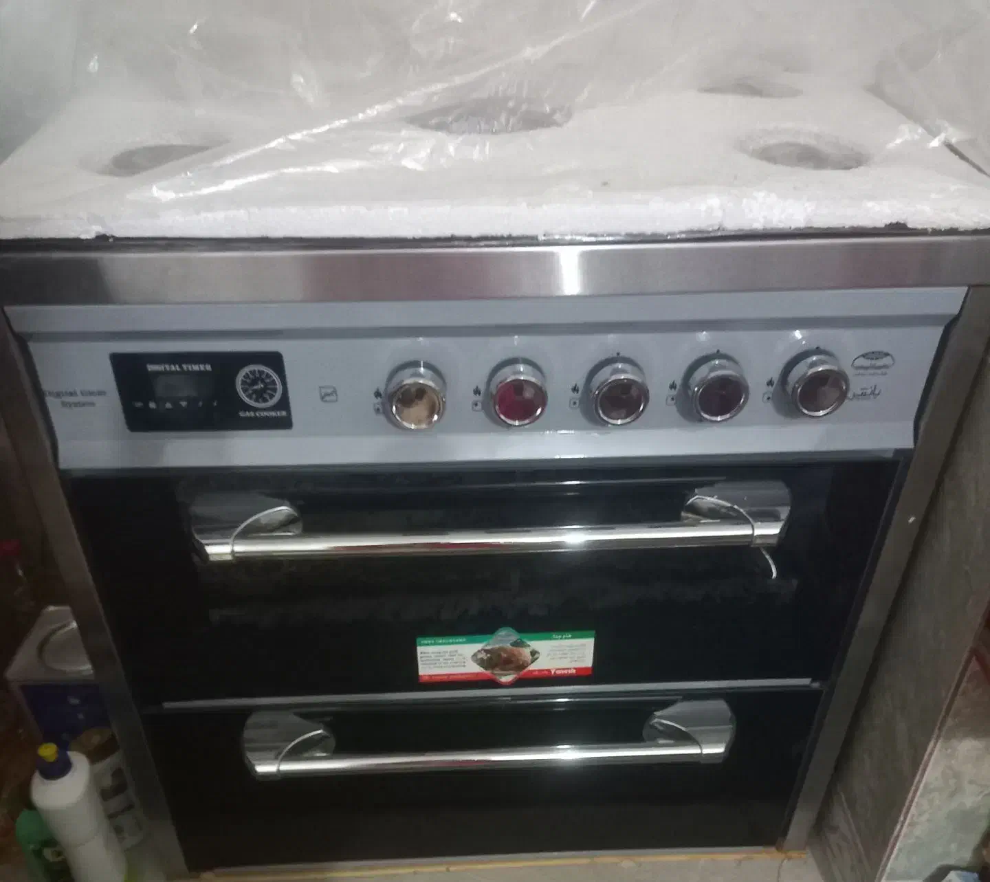 اجاق گاز طرح فر پنج شعله صفحه شیشه مشکی دیجیتال|اجاق گاز و لوازم برقی پخت‌وپز|فاضل آباد, |دیوار