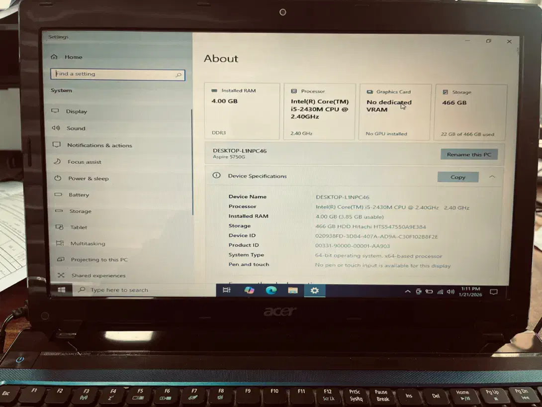لپ تاپ ایسر acer 5750g|رایانه همراه|قزوین, |دیوار
