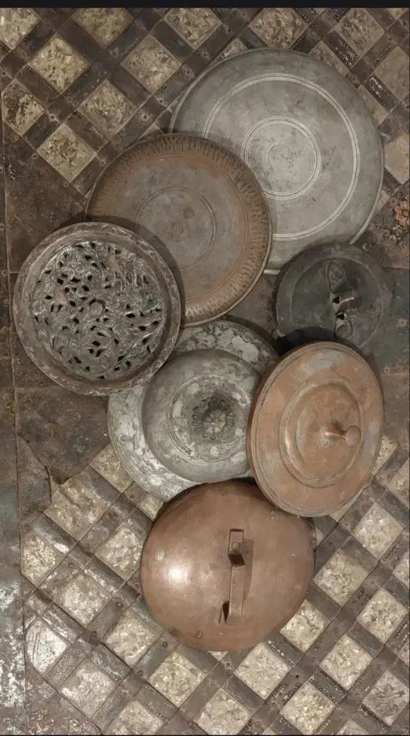 آینه سنگی سماور و منقل|کلکسیون اشیاء عتیقه|یزد, |دیوار