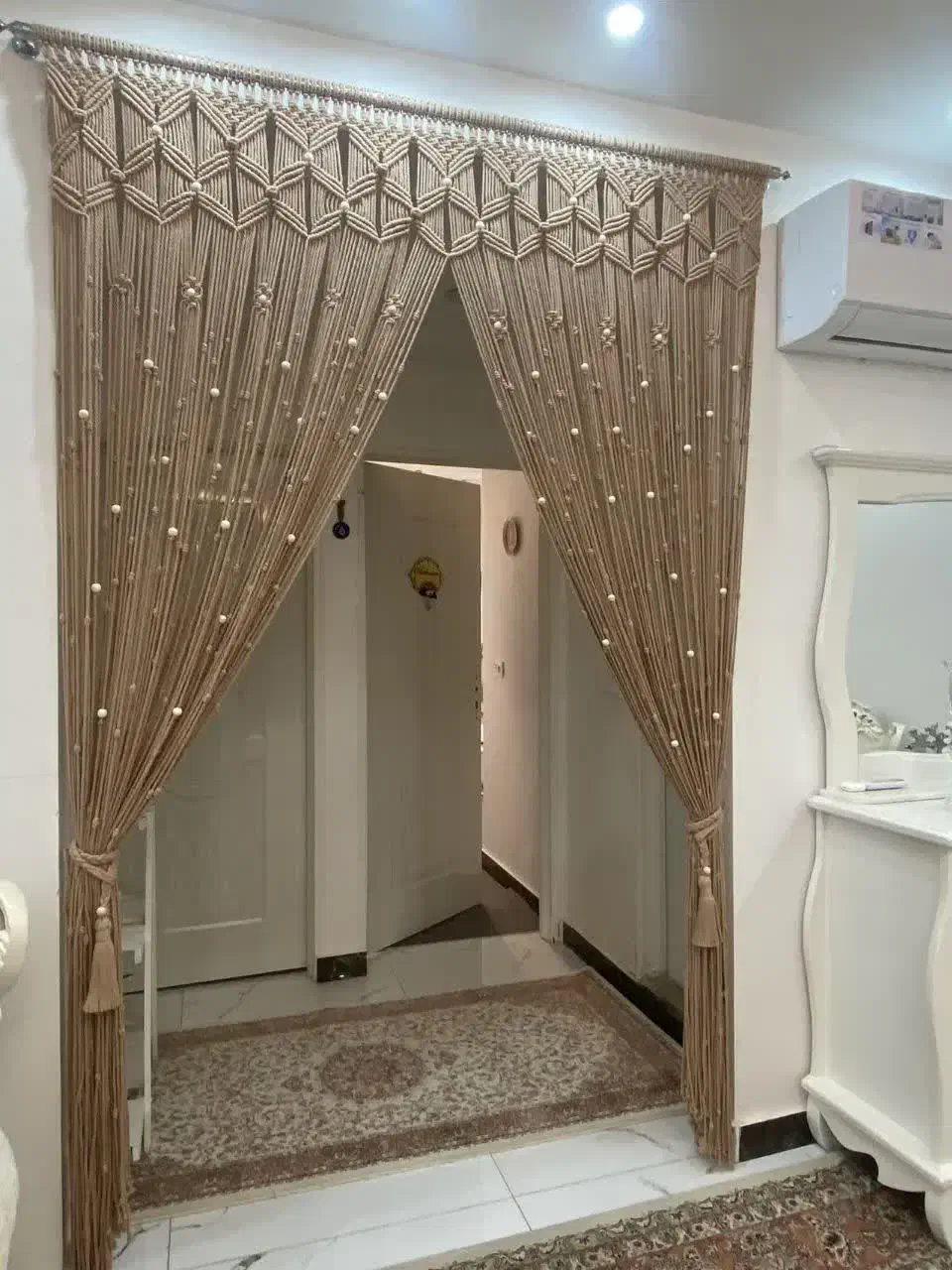 پرده های زیبای مکرومه ای|پرده، رانر، رومیزی|چهاردانگه (تهران), |دیوار