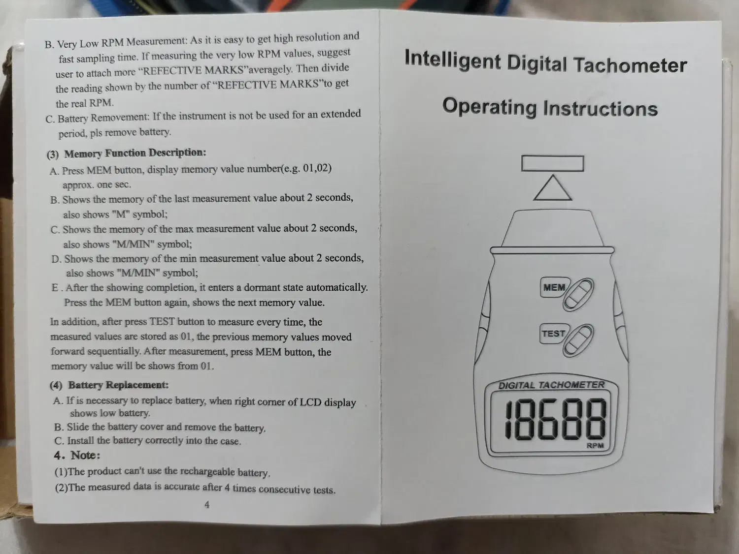 تاکومتر (دور سنج) لیزری مدل +DT-2234C|ابزارآلات|اصفهان, ارغوانیه|دیوار