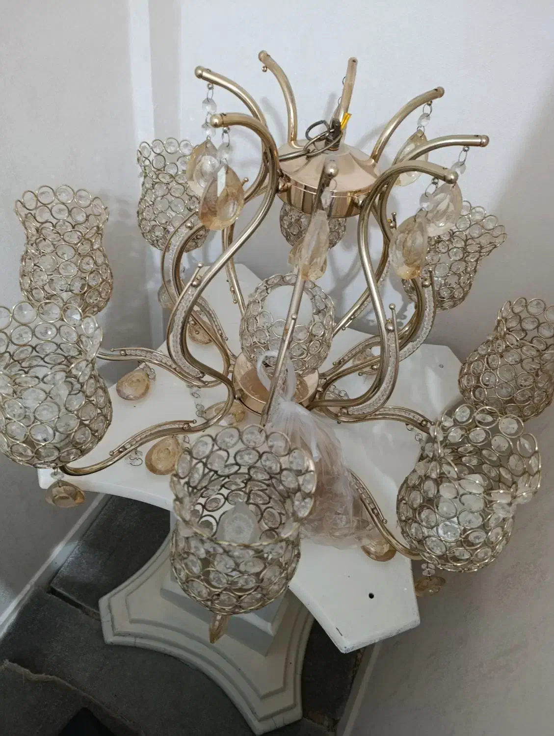 لوستر سالم و تمیز ۸ شاخه ۹ شعله|لوستر و چراغ آویز|قزوین, |دیوار