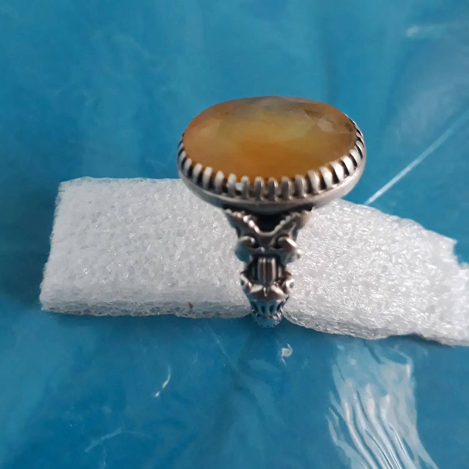 انگشتر نقره نگین یاقوت زرد|جواهرات|بندرلنگه, |دیوار