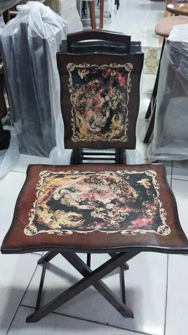 میز عسلی تاشو ۴ تایی ، چوب MDF پولیش شده براق|مبلمان خانگی و میز عسلی|رشت, معلم|دیوار