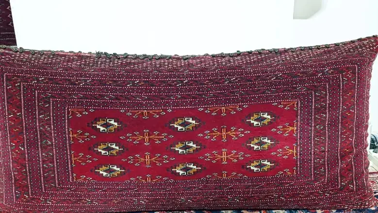 پشتی دست باف ترکمن قدیمی بزرگ|پشتی|مشهد, راه آهن|دیوار