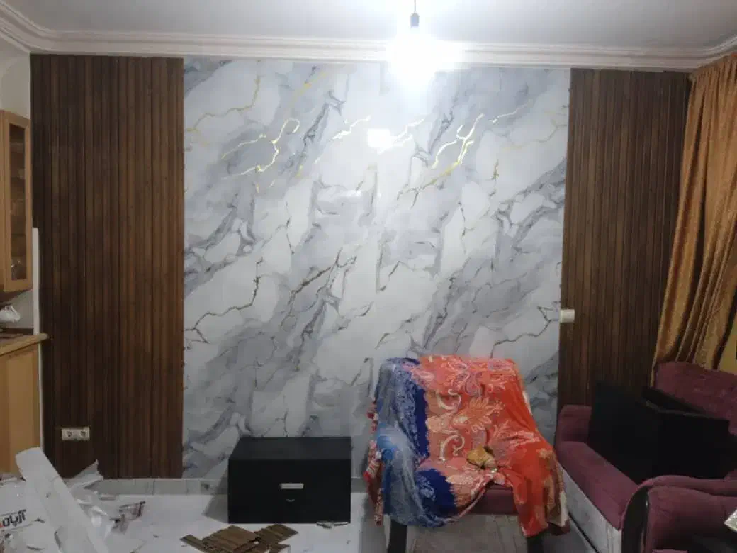 نصب  کاغذ دیواری نقاشی  ساختمان  نصب ماربل شیت|خدمات پیشه و مهارت|قشم, |دیوار